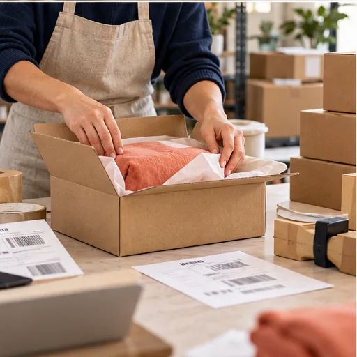 An online order being carefully packed for shipment